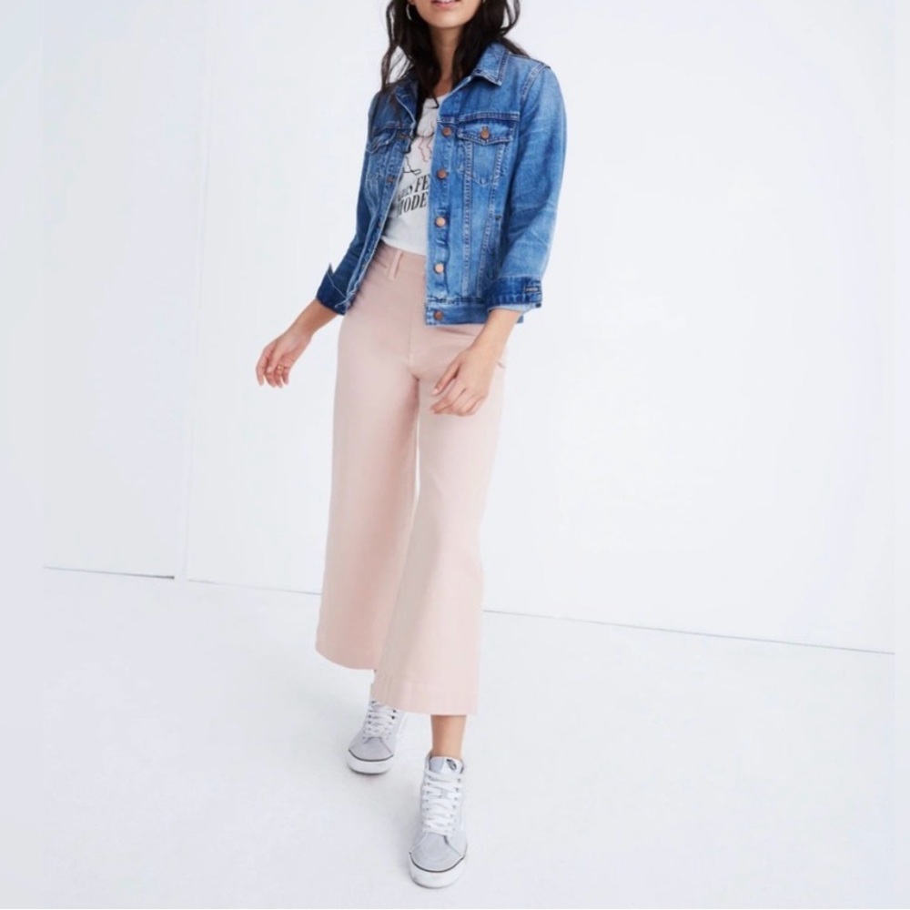 Madewell Pink Oyster Emmett Wide Leg Crop Pants